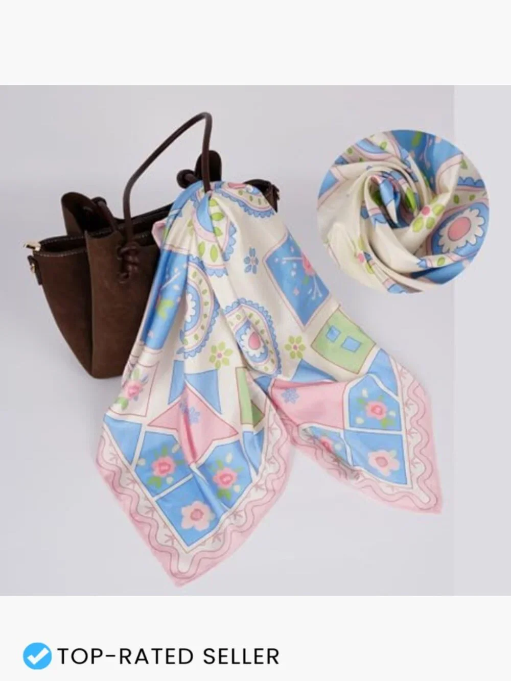 Satin Head Scarf Square Hair Wrap Fashion Scarf Silk Like Printed Bandana 27.5